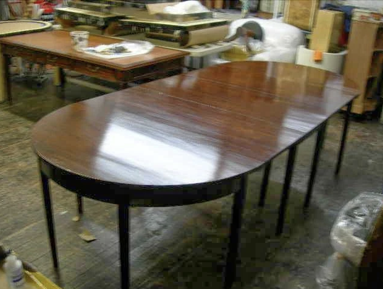 Polished wood dining table restoration