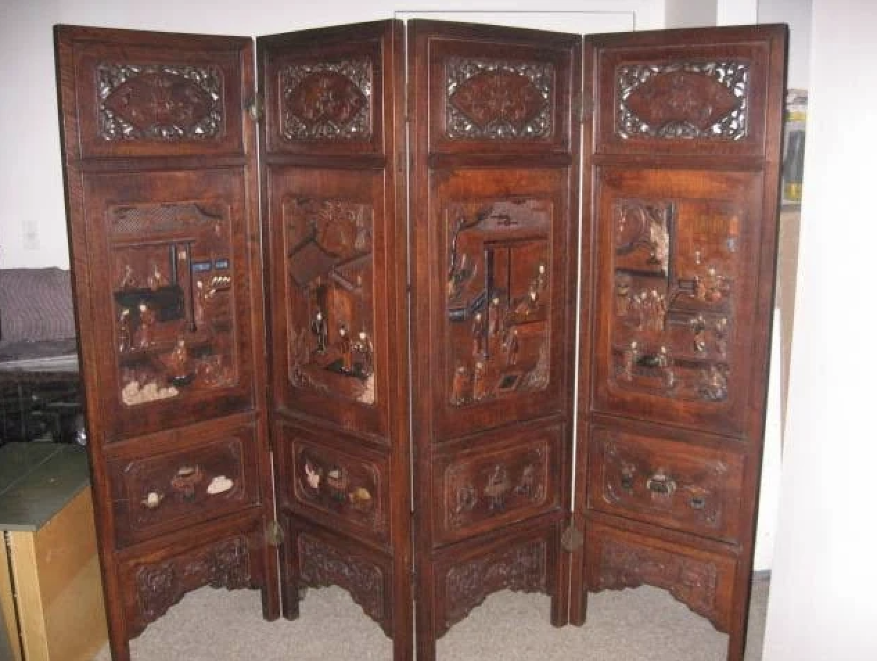 Ornate carved antique room divider